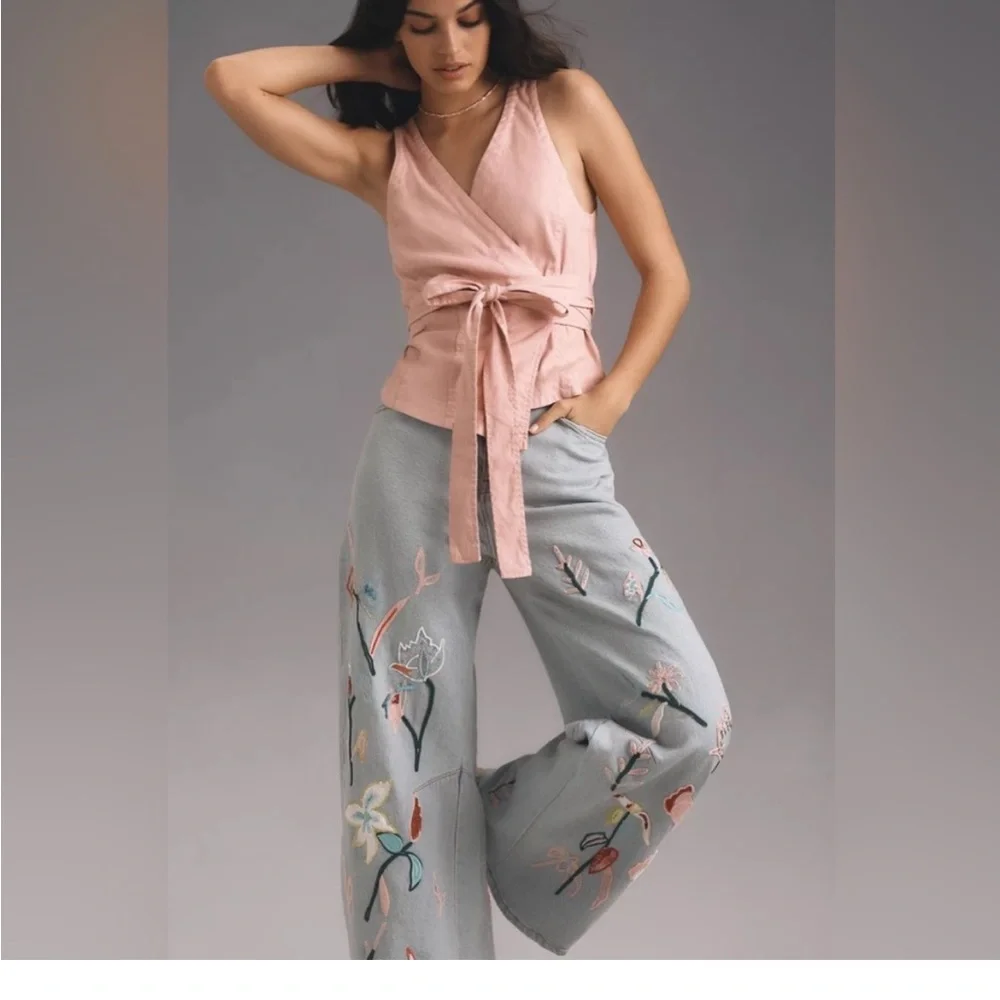 Pilcro Embroidered Bowed Slouch High-Rise Jeans - Picture 2 of 8